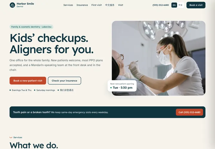Harbor Smile Dental demo website
