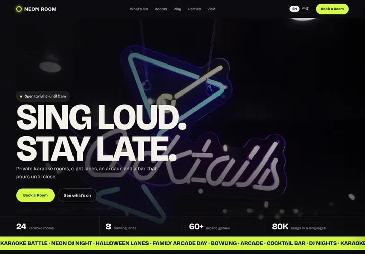 Neon Room demo website