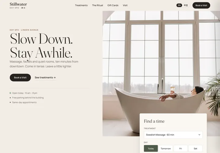 Stillwater Day Spa demo website