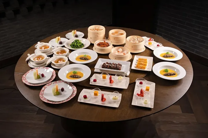 A table of small plates seen from above