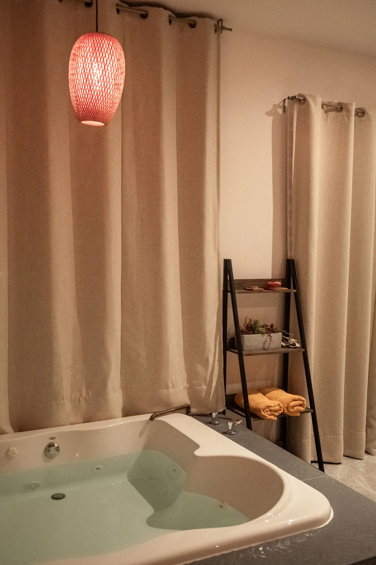 Private spa room with a soaking tub